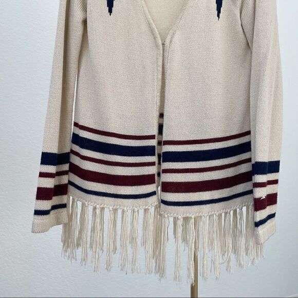 XXI Boho Aztec  Vintage Fringe Sweater Cardigan Jacket S - Picture 2 of 7